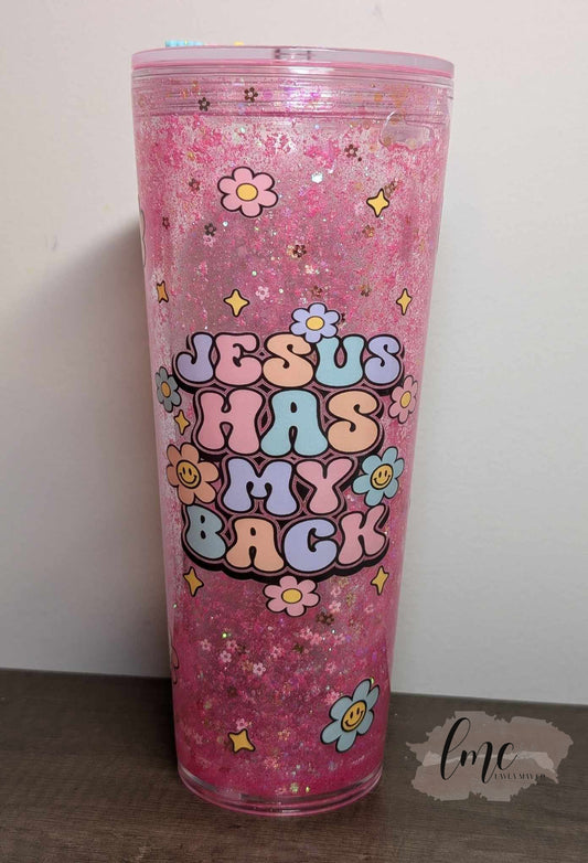 Jesus Has My Back Snow Globe Tumbler | 24oz