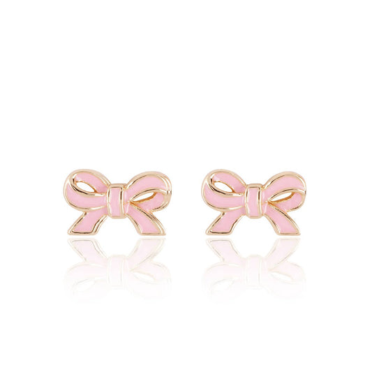 Pretty Pink Bow Stud Earrings