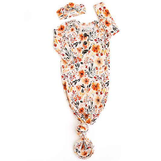 Newborn Knotted Baby Gown + Headband | Phoebe