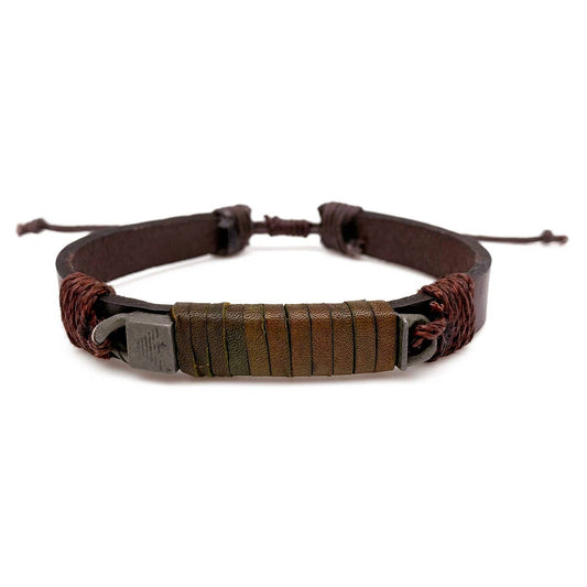 Mens Leather Bracelet | Brown Metal