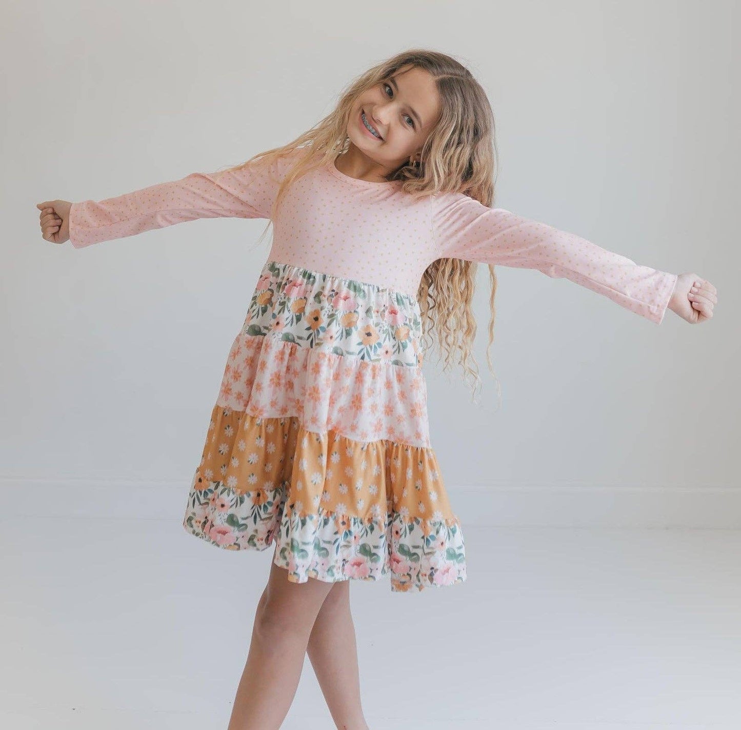 Avery Blush Floral Twirl Dress