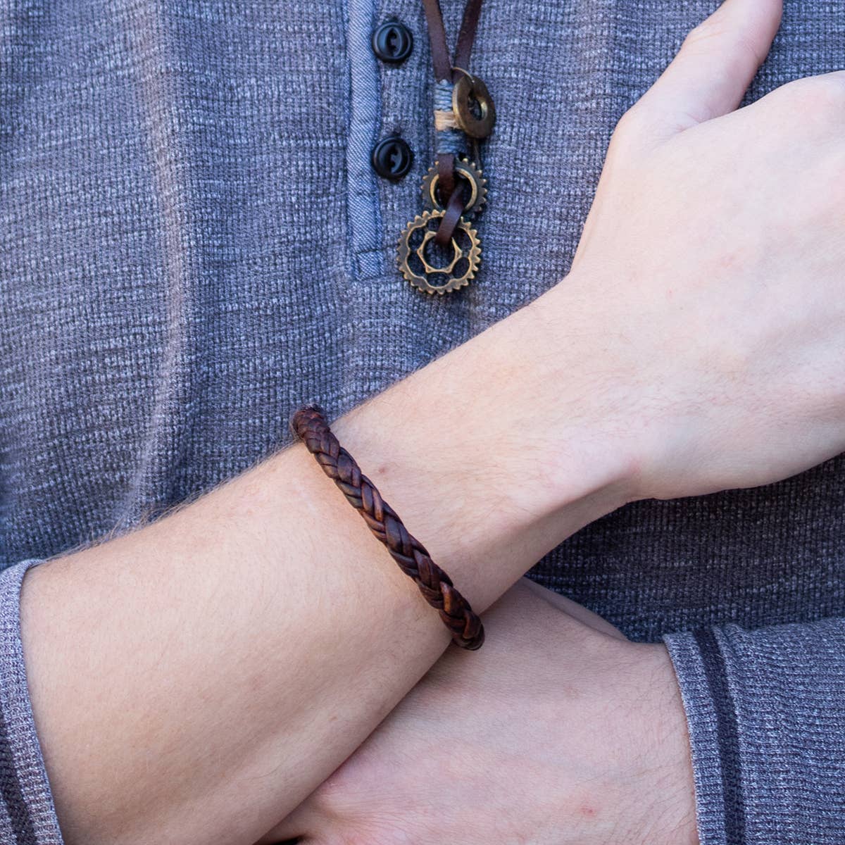 Mens Leather Bracelet | Braid