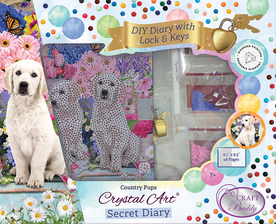 Crystal Art® Secret Diary Kit – Country Pups