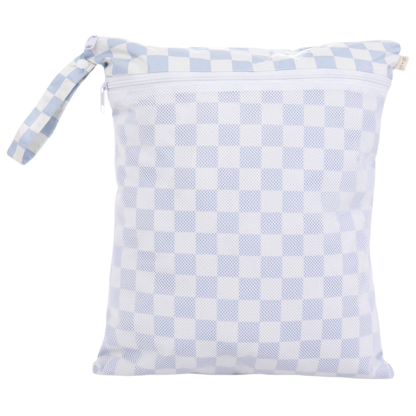 Dual-Compartment Wet/Dry Bag with Mesh Pocket | Blue Check