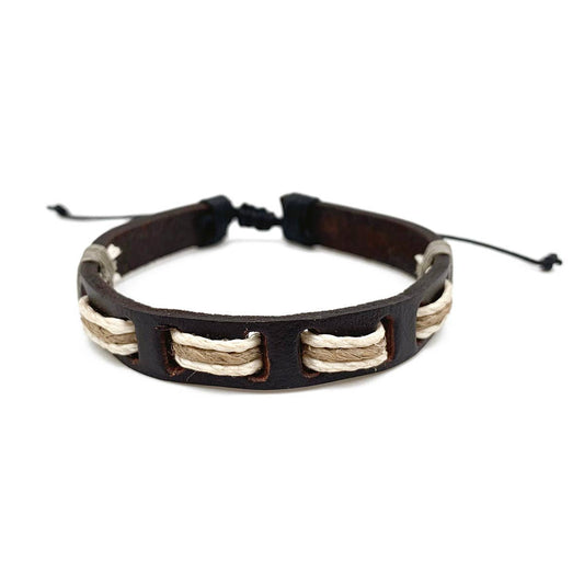 Mens Leather Bracelet | Cream/Tan