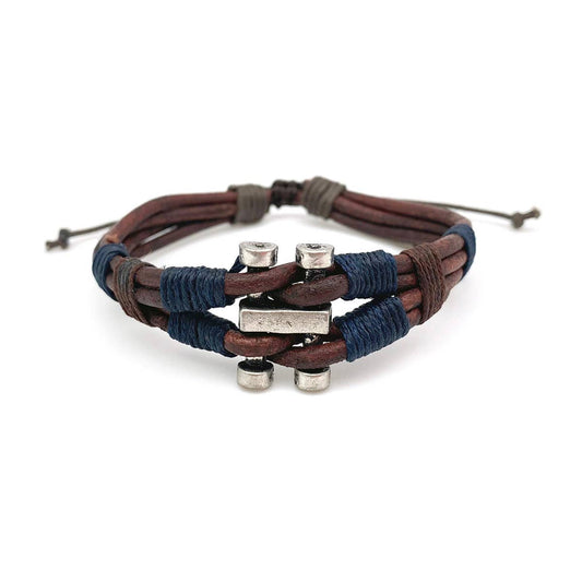 Mens Leather Bracelet | Metal Pull