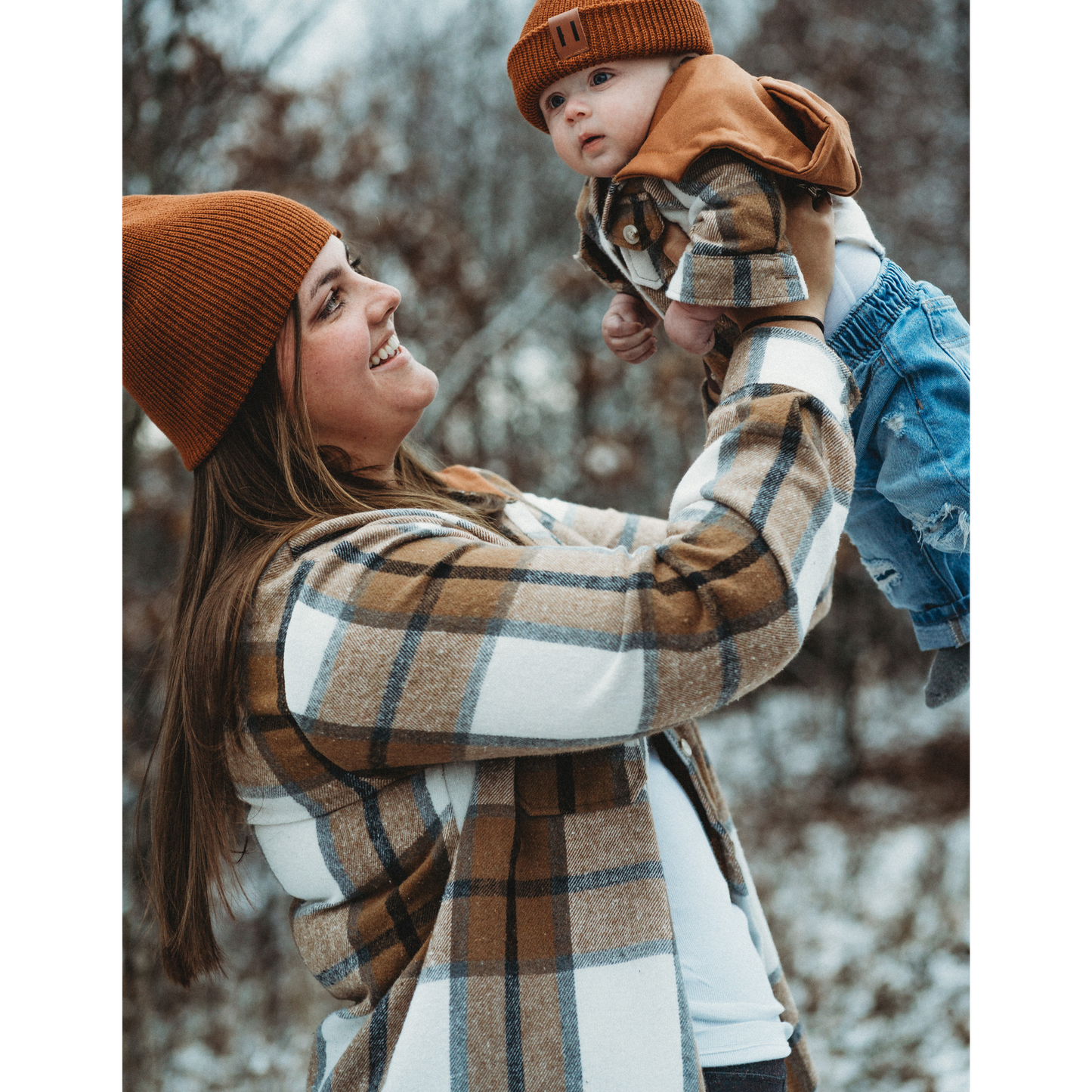 Brown + Gray Hooded Flannel | Kids