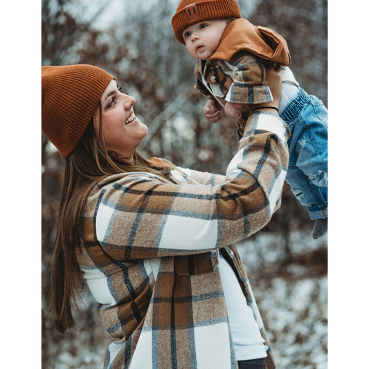 Brown + Gray Hooded Flannel | Kids