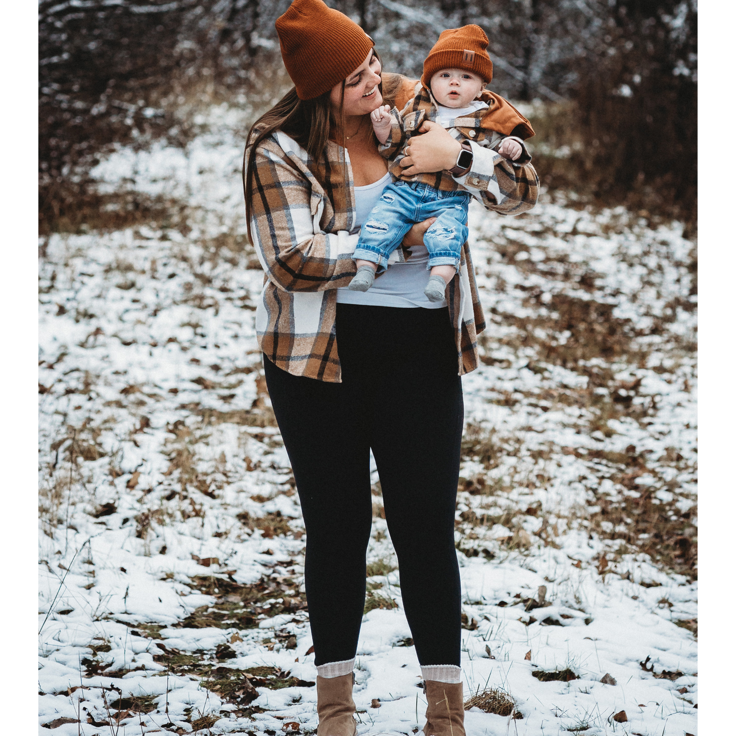 Brown + Gray Hooded Flannel | Kids