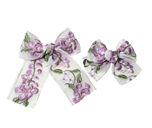 Lilac Embroidered Bow