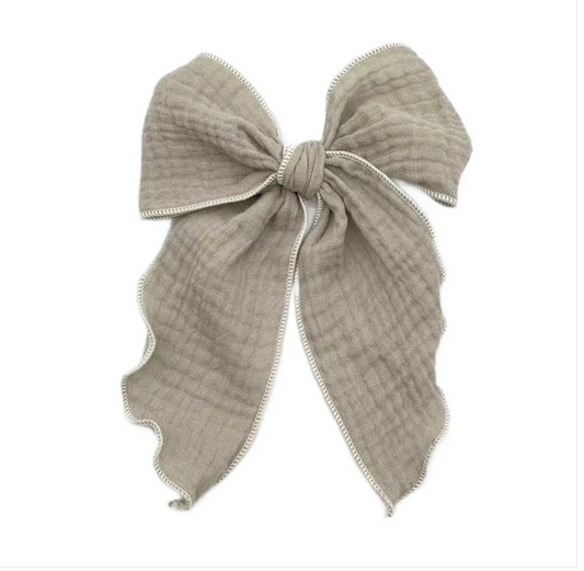 Grey Muslin Bow