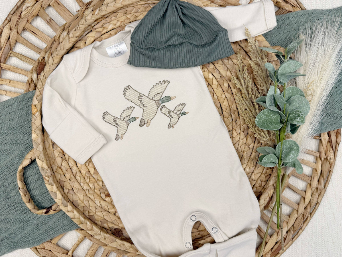Mallard duck baby footie