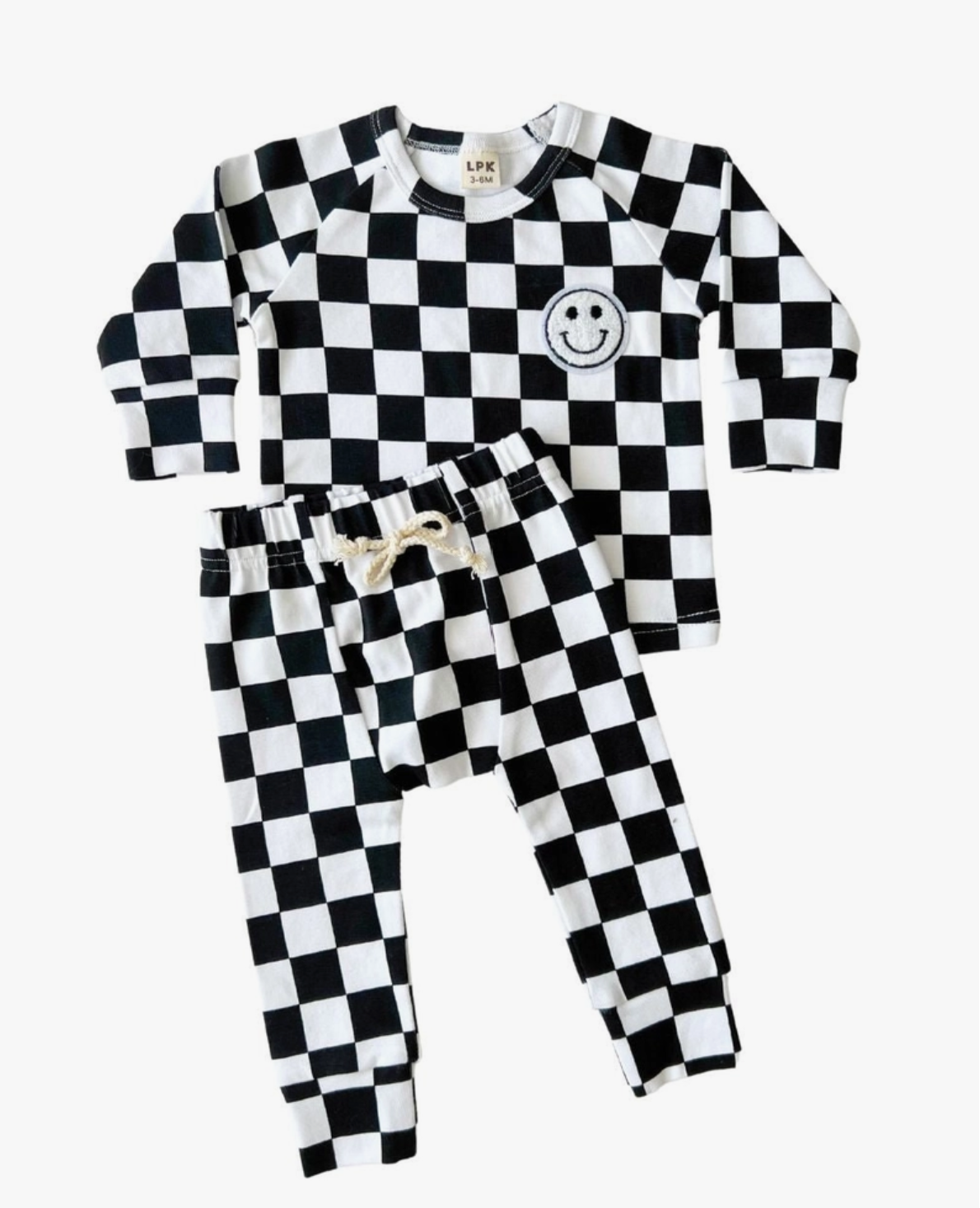 Black Check Smiley Lounge Set