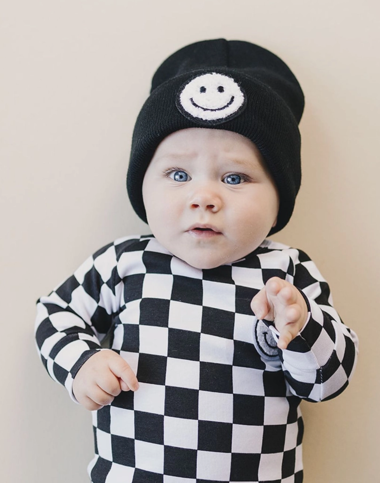 Black Check Smiley Lounge Set