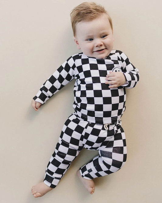 Black Check Smiley Lounge Set