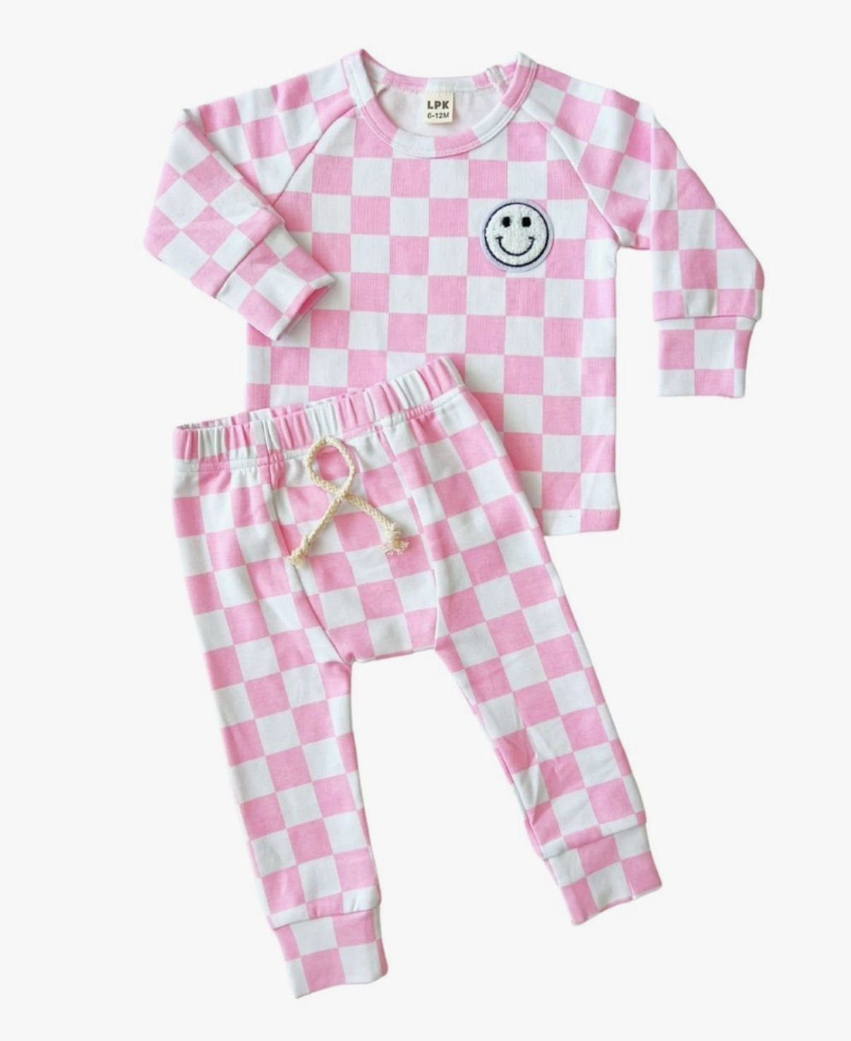 Pink Check Smiley Lounge Set