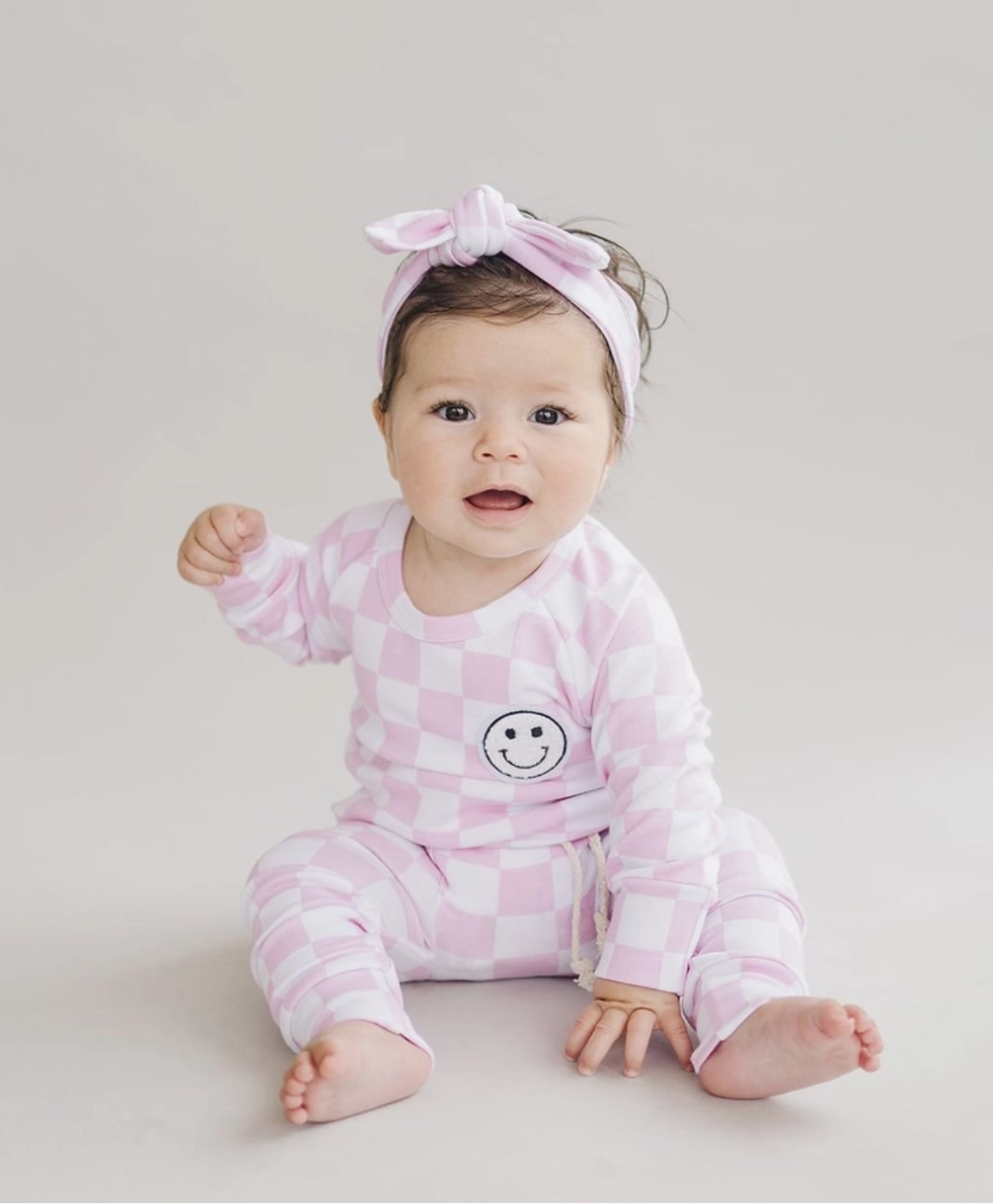 Pink Check Smiley Lounge Set