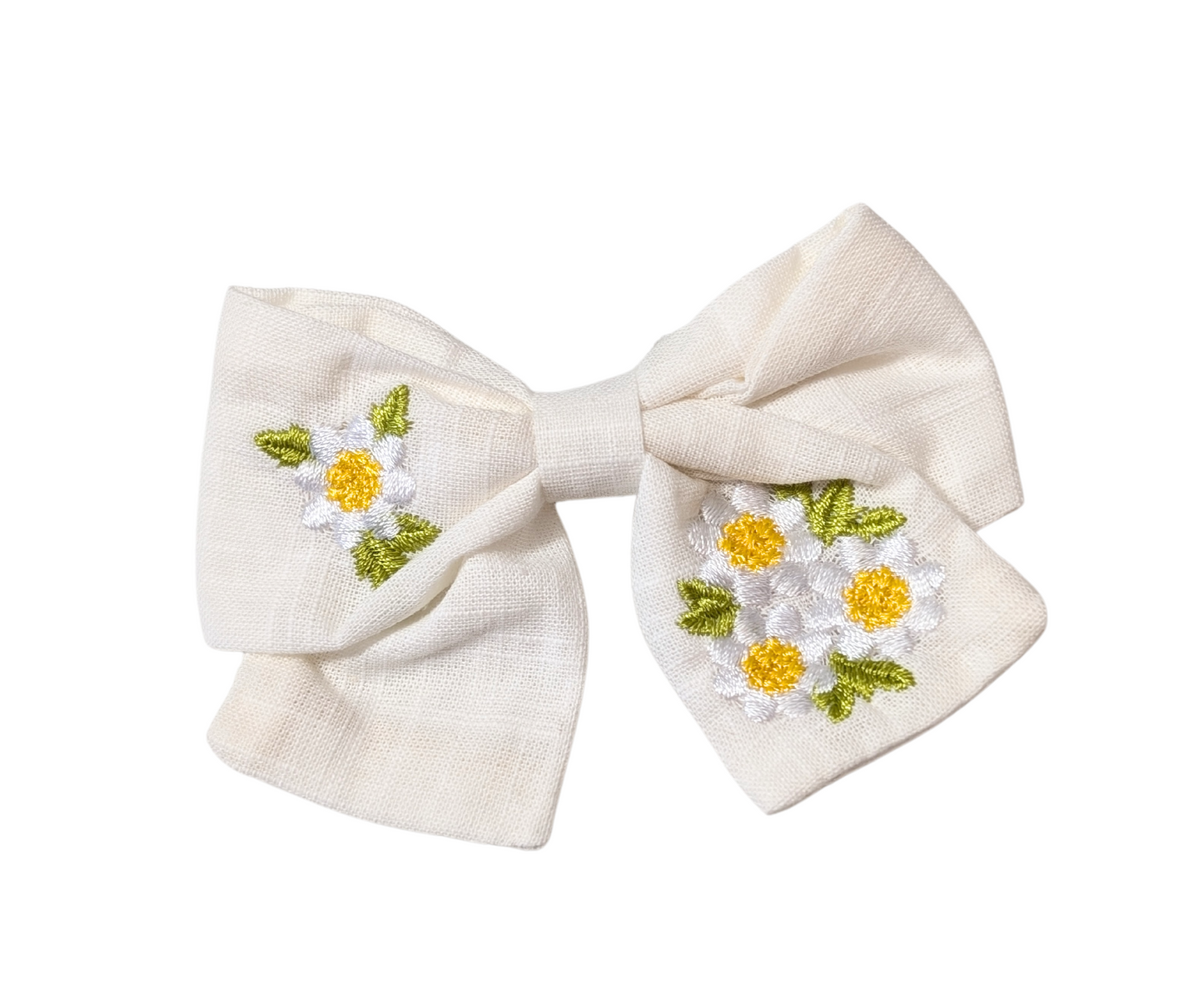 Daisy Embroidered Bow
