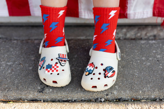 Red White + Electric Socks
