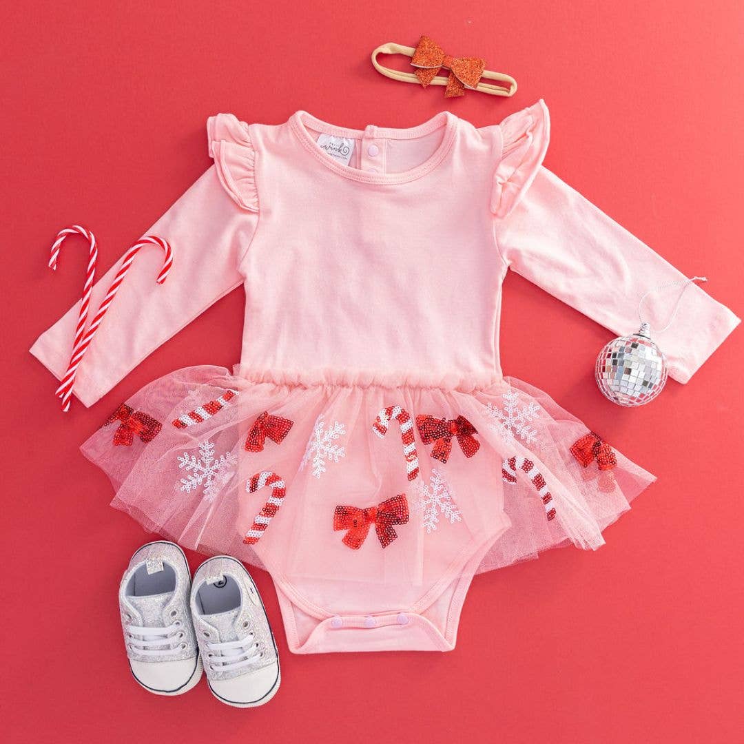 Candy Cane Long Sleeve Tutu Bodysuit