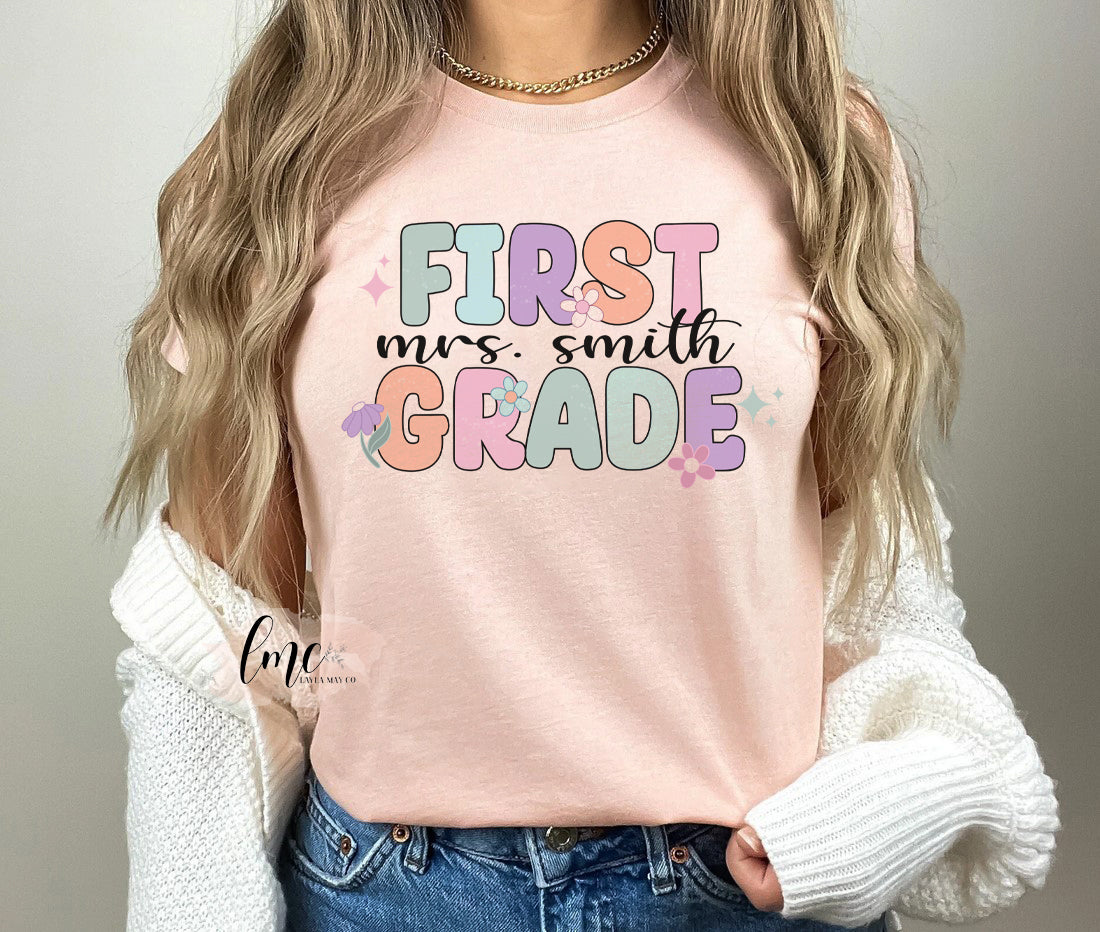 Floral Teacher | Custom Grade and Name