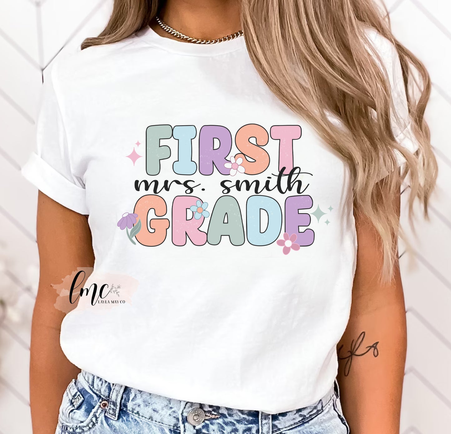 Floral Teacher | Custom Grade and Name