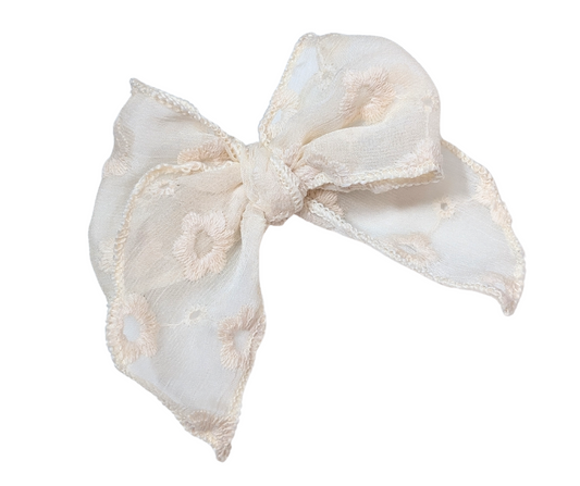 Cream Lace Bow