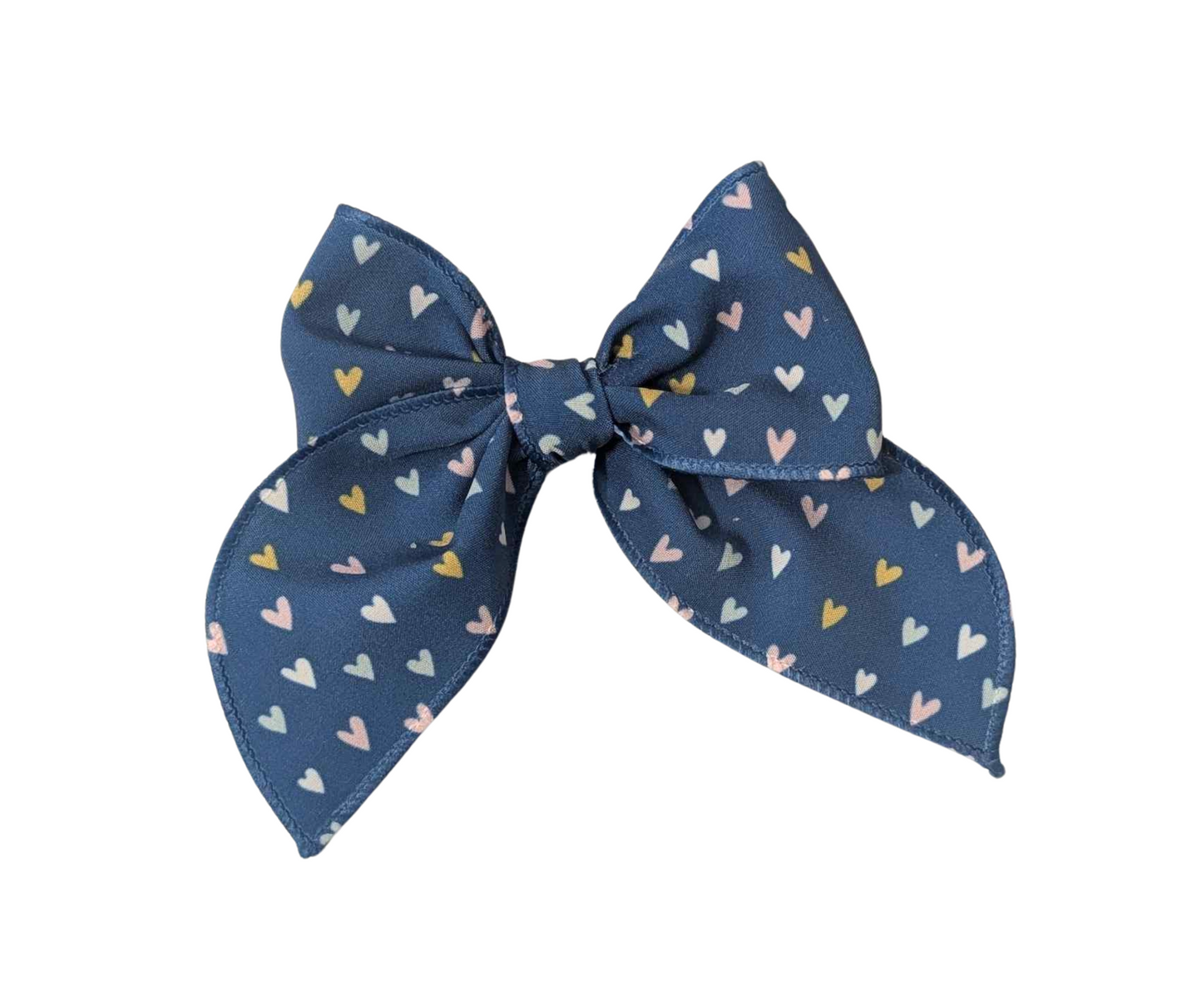 Navy Hearts Bow