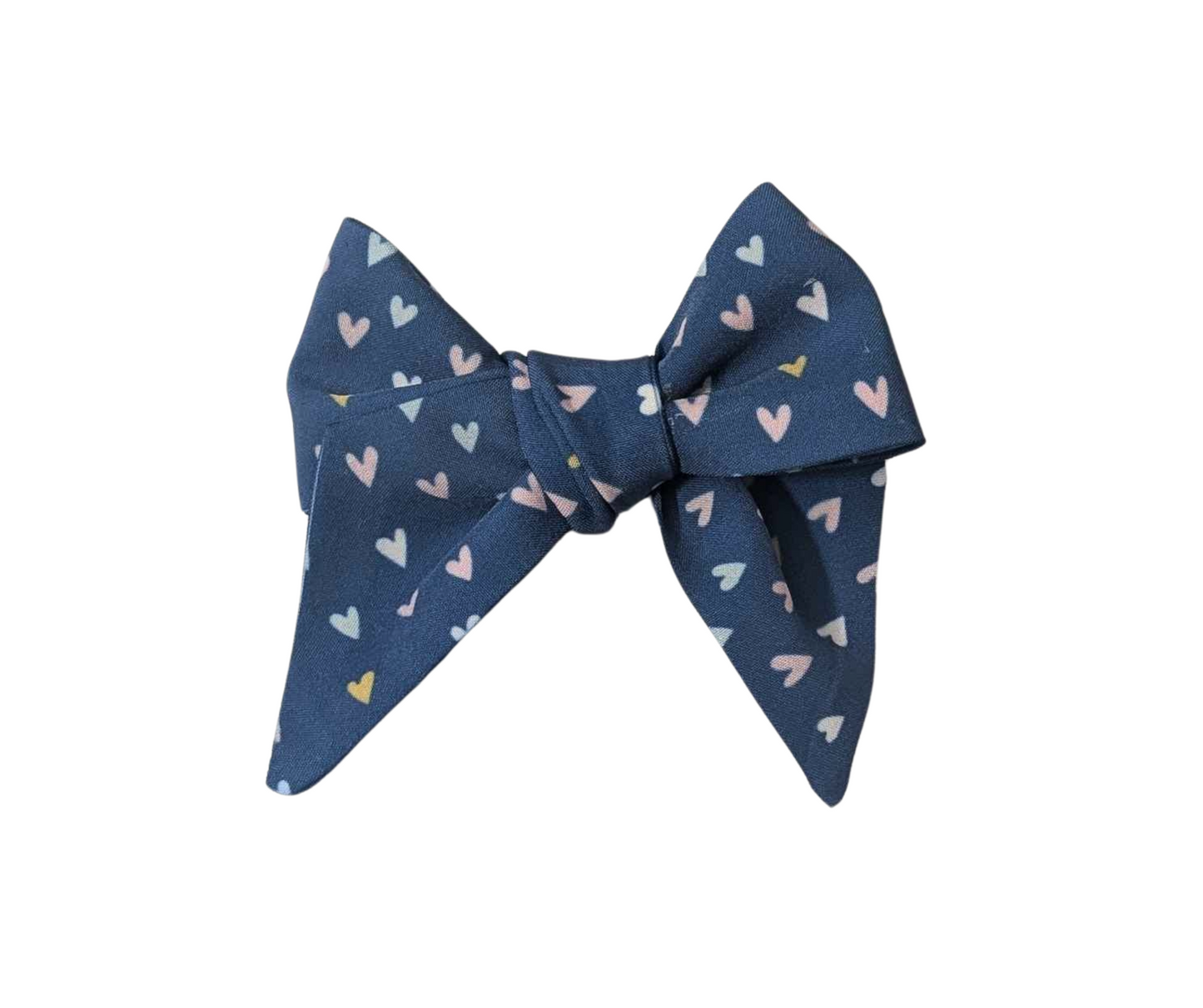 Navy Hearts Bow