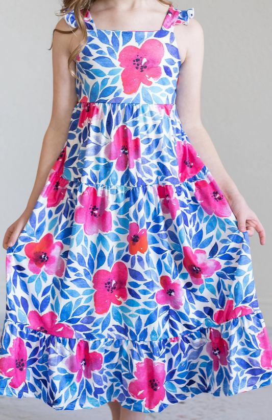 Vivid Garden Ruffle Maxi Dress