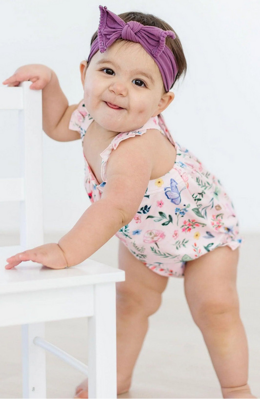 Butterfly Meadows Ruffle Cross Back Romper