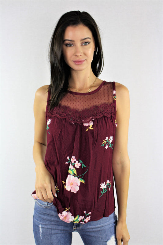 Maroon Floral Top