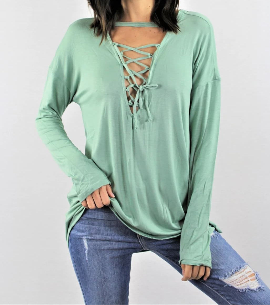 Mint For You Crisscross Top