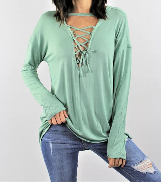 Mint For You Crisscross Top