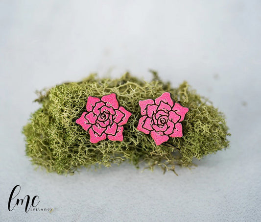 Pink Rose Studs