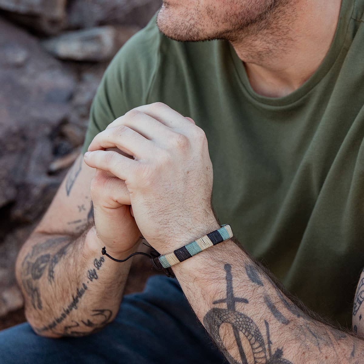 Mens Leather Bracelet | Nordic Steel