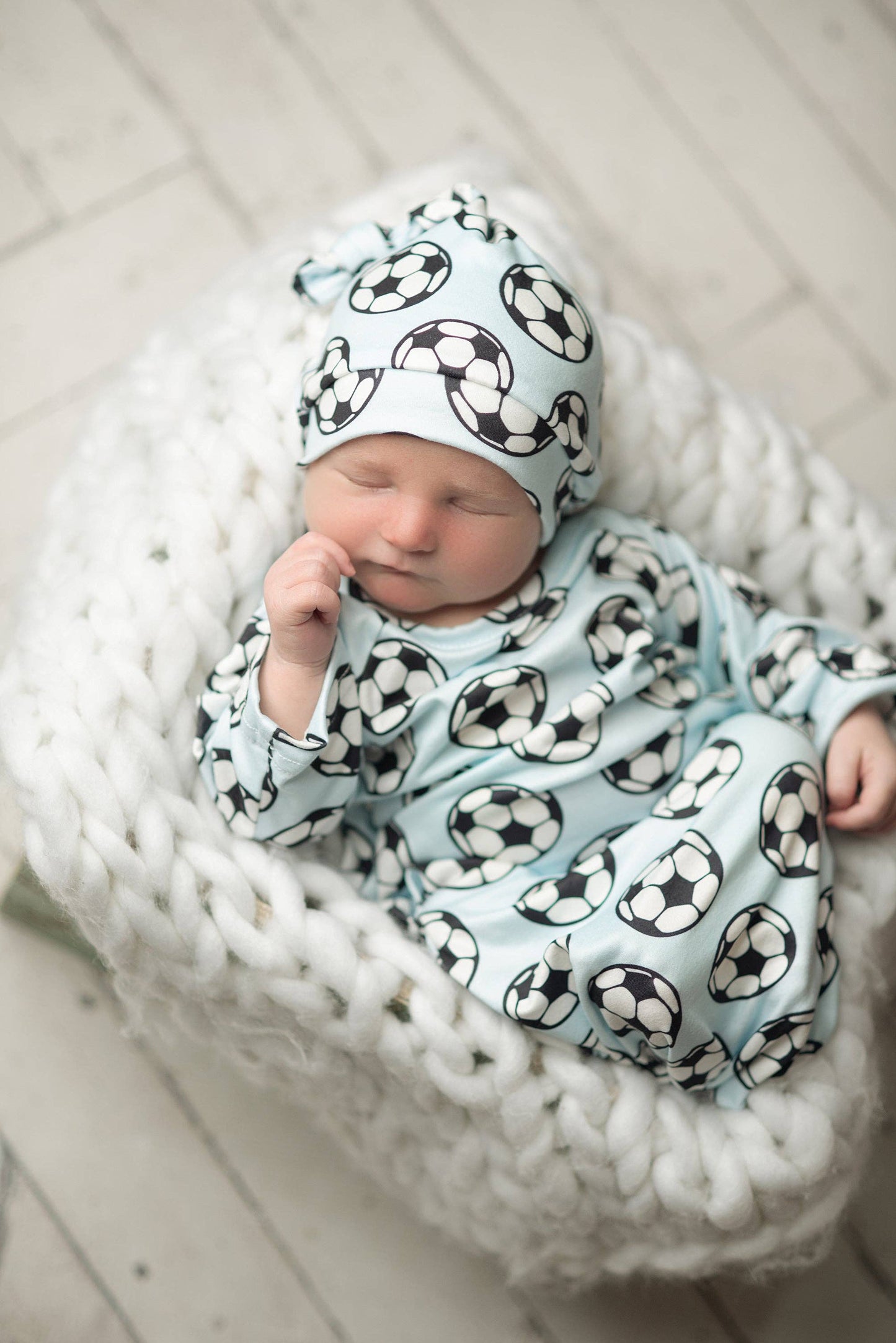 Soccer Baby Gown and Hat