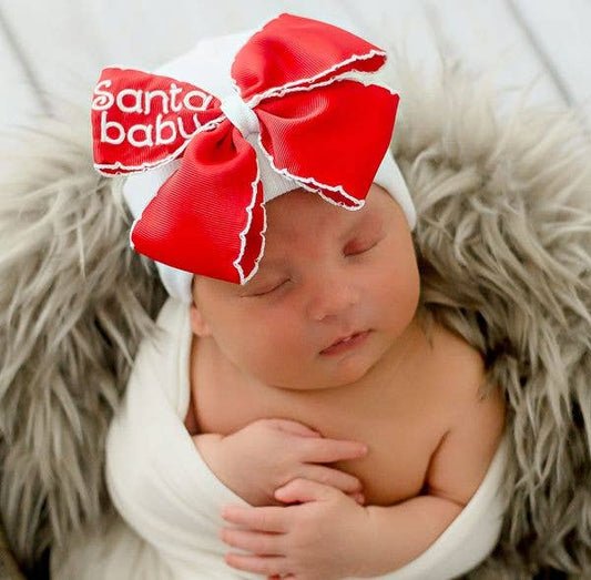 Santa Baby Newborn Bow Hat