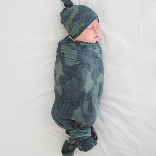 Knit Swaddle Blanket | Hunter