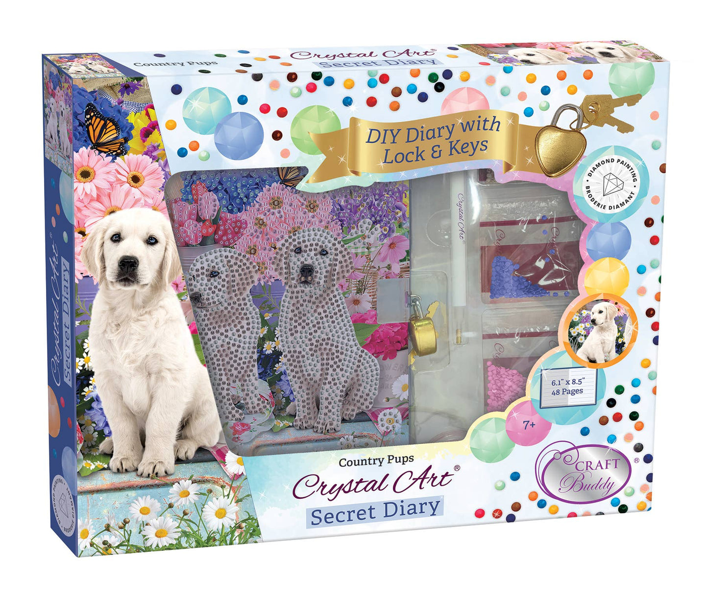 Crystal Art® Secret Diary Kit – Country Pups