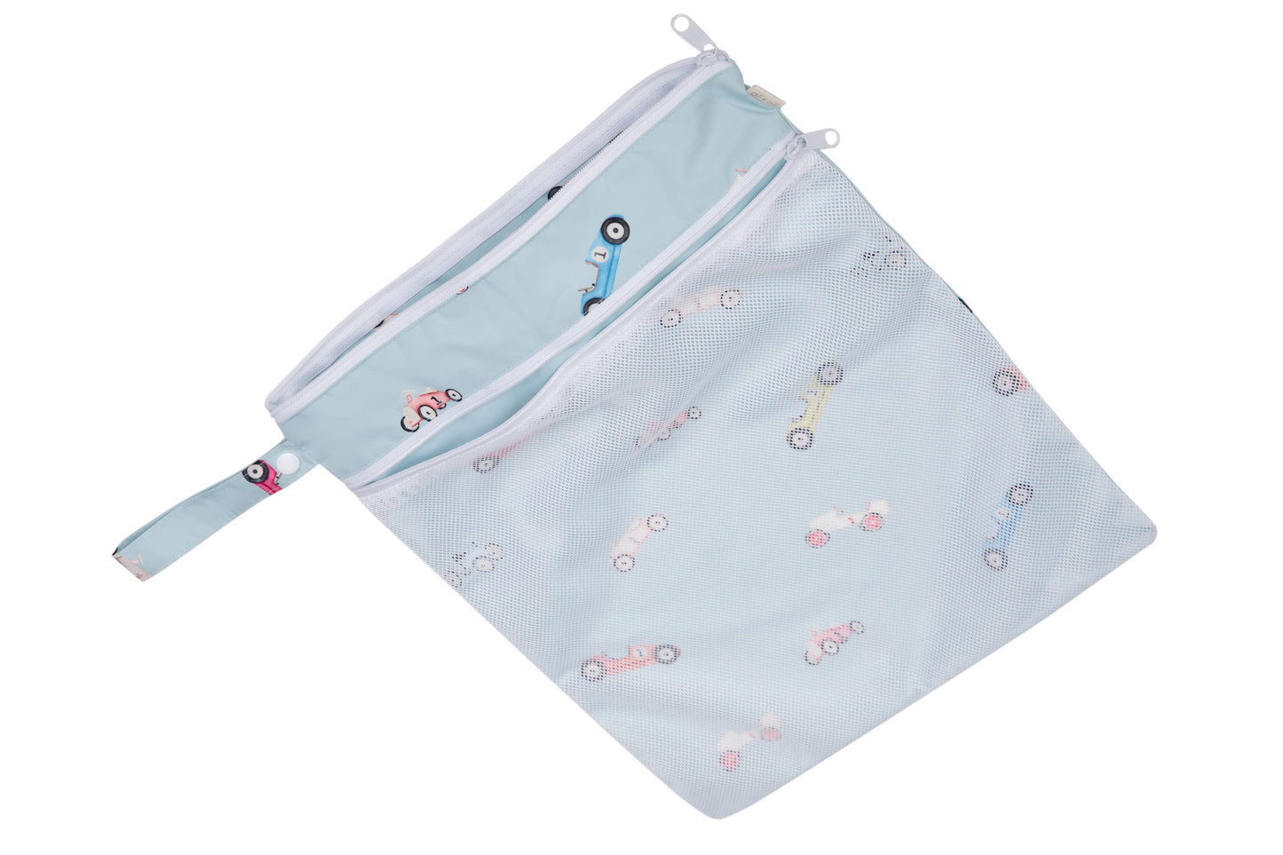 Dual-Compartment Wet/Dry Bag with Mesh Pocket | Cars