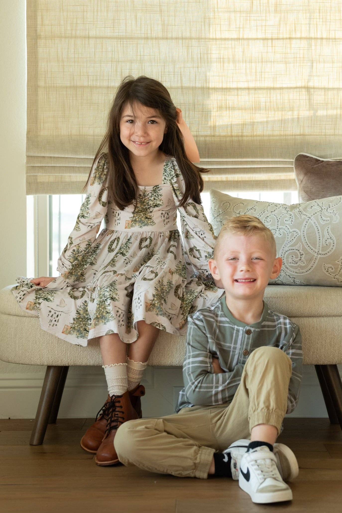 Christmas Puff Sleeve Twirl Dress