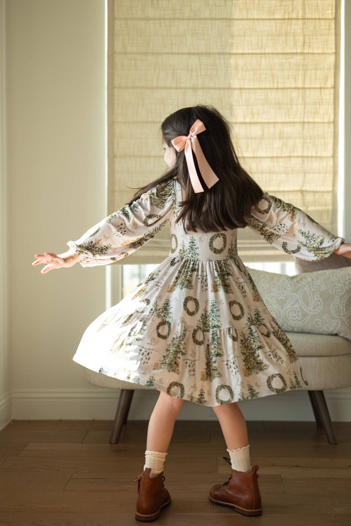 Christmas Puff Sleeve Twirl Dress