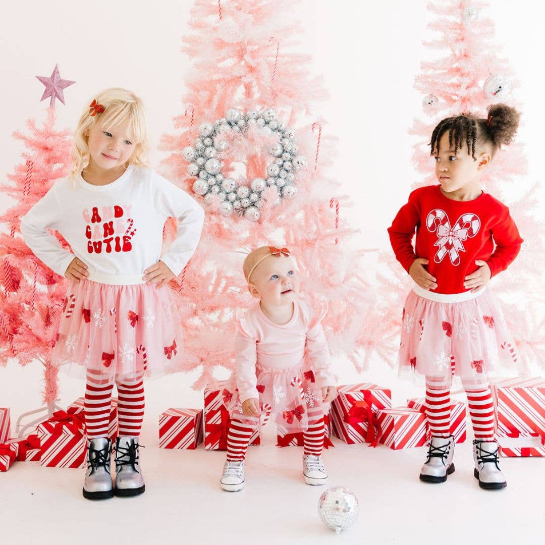 Candy Cane Long Sleeve Tutu Bodysuit