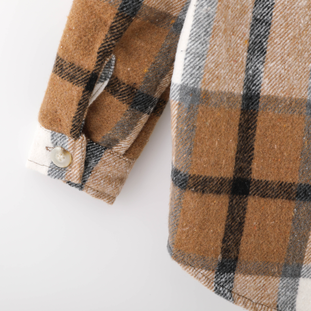 Brown + Gray Hooded Flannel | Adult