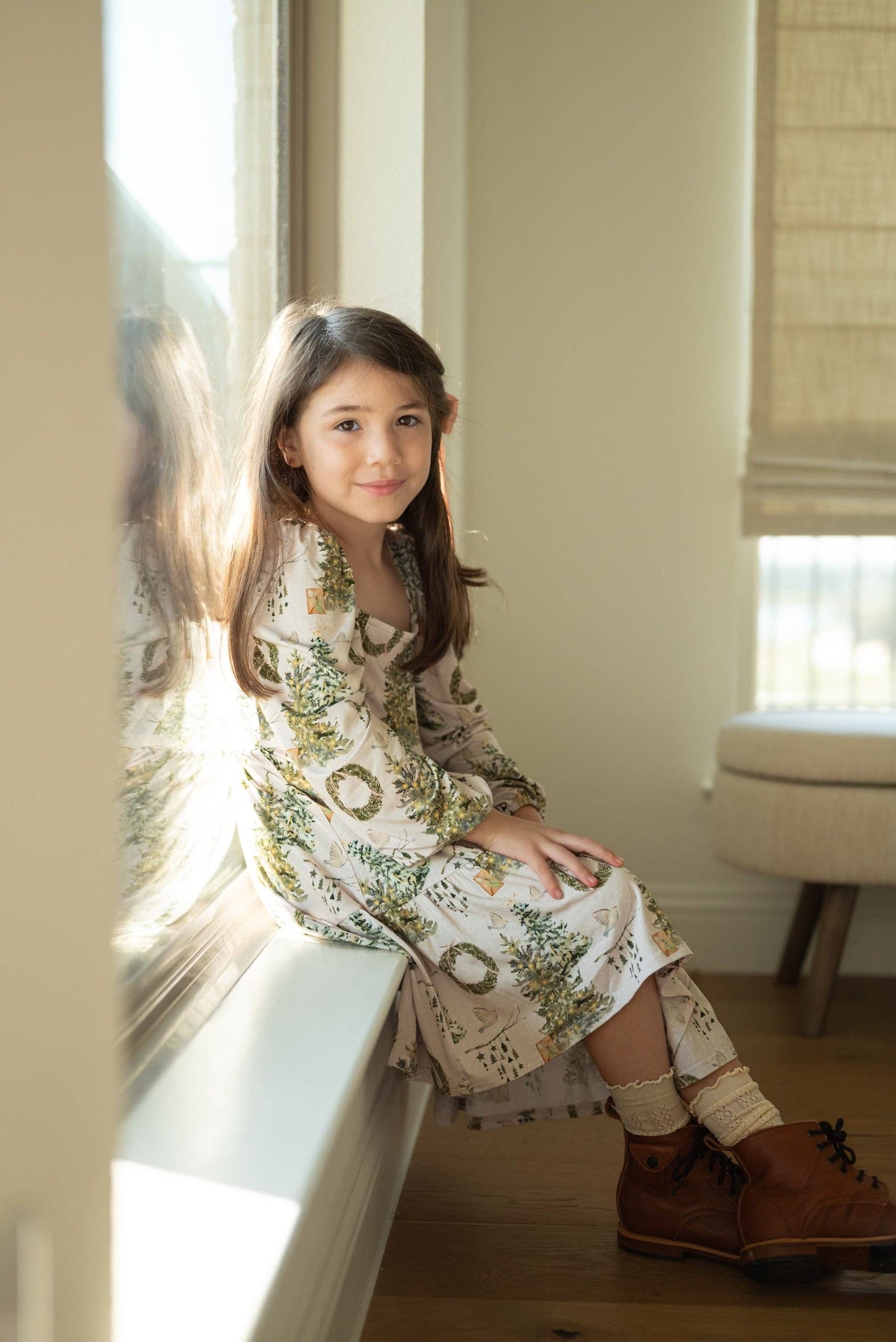 Christmas Puff Sleeve Twirl Dress