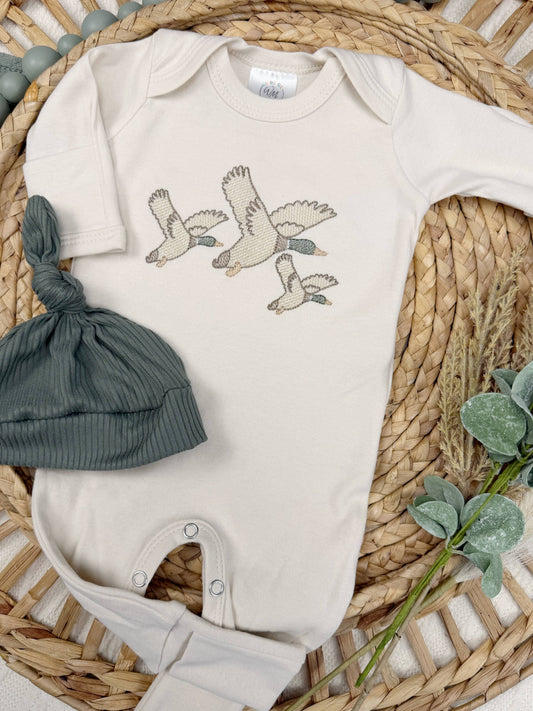Mallard duck baby footie