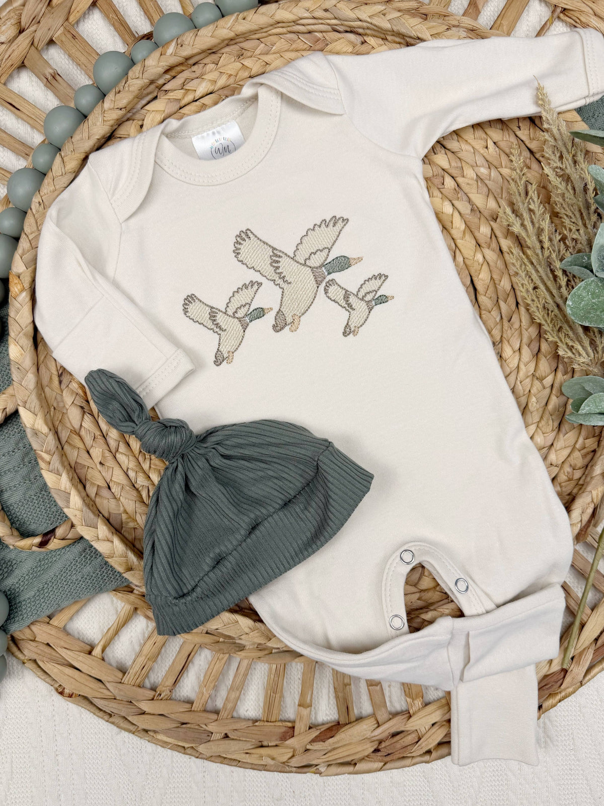 Mallard duck baby footie