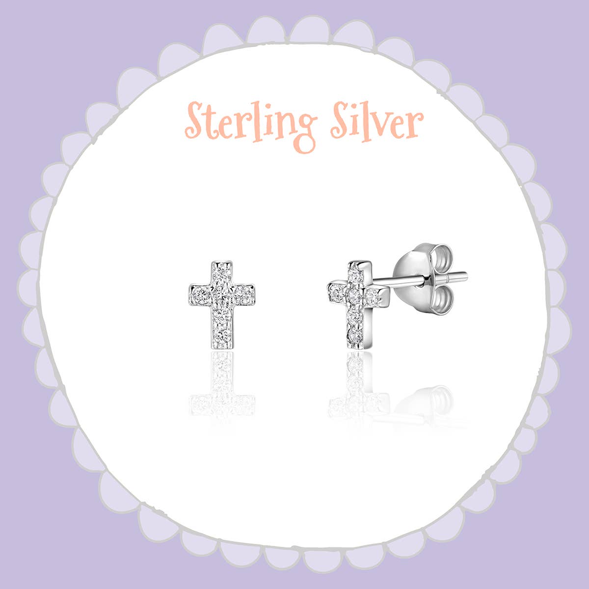 Cross Stud Earrings | Sterling Silver