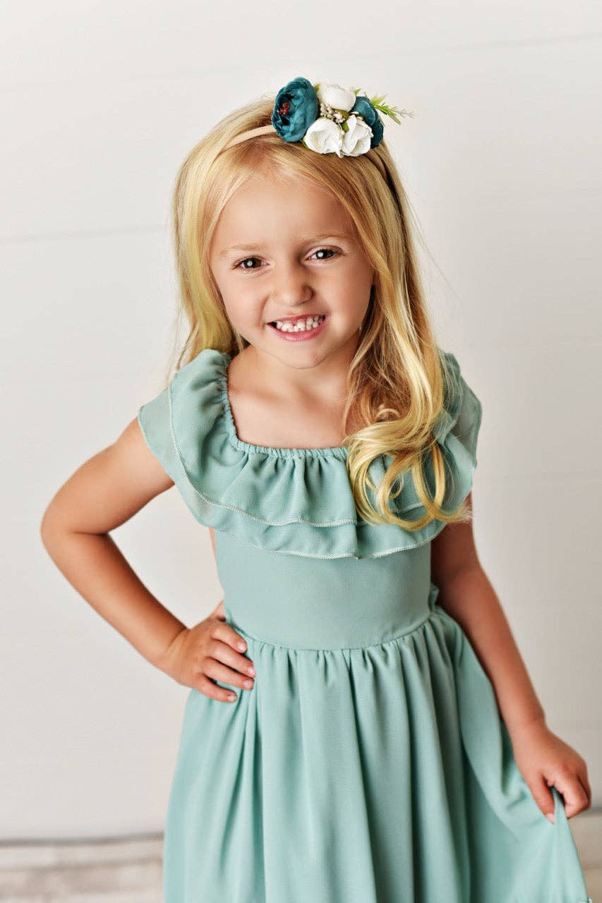Mint Ruffle Back Dress
